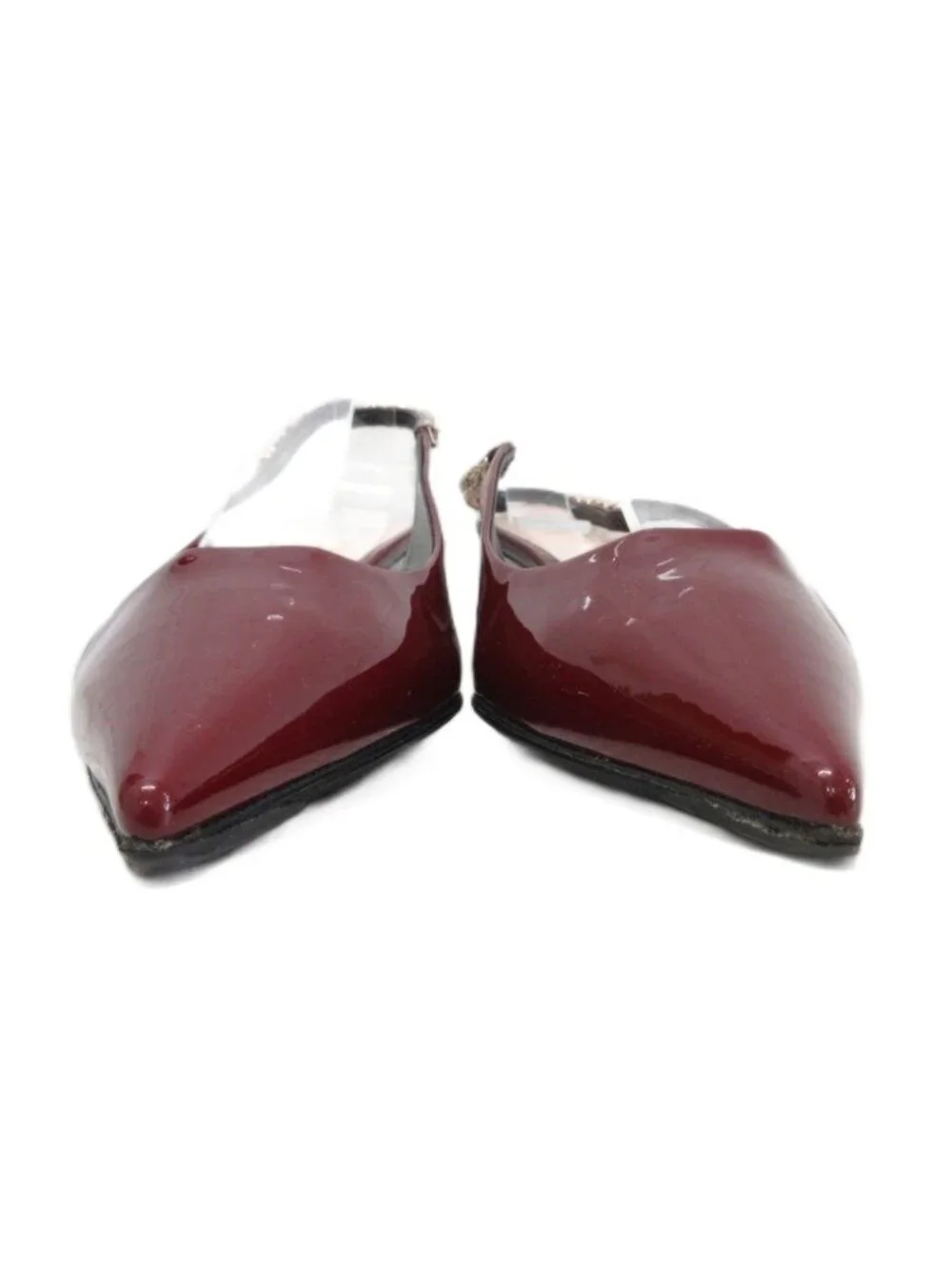 Gucci Signoria Pumps Sling Back Logo Pointed Toe Low Heels Patent Leather